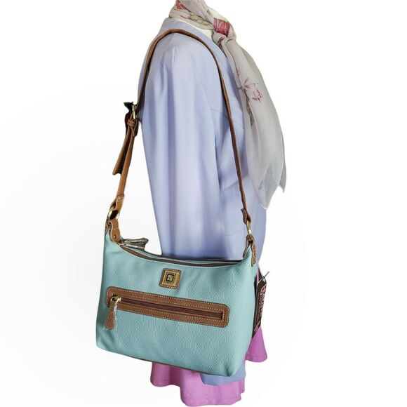 STONE MOUNTAIN Cornwall Sophia Hobo leather shoulder bag purse seafoam tan NEW - Picture 11 of 11